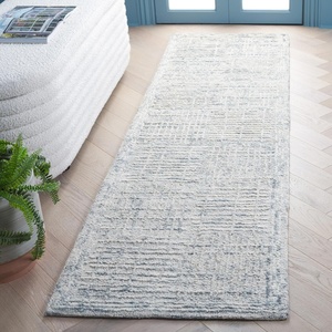 image:imageSAFAVIEH Area Rug 8x10  Abstract Collection  Large  Brown amp Ivory Handmade Wool Ideal for Living Room Bedroom Office Dining Space ABT275TLight Blue  Ivory