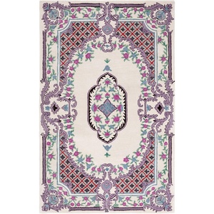 image:imageSAFAVIEH Area Rug 8x10  Bellagio Collection  Large  Blue amp Pink Handmade Wool Medallion Design Ideal for Living Room Bedroom Office Dining Space BLG535MIvory