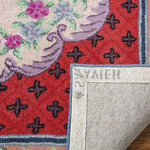 image:imageSAFAVIEH Area Rug 8x10  Bellagio Collection  Large  Blue amp Pink Handmade Wool Medallion Design Ideal for Living Room Bedroom Office Dining Space BLG535MIvoryPink