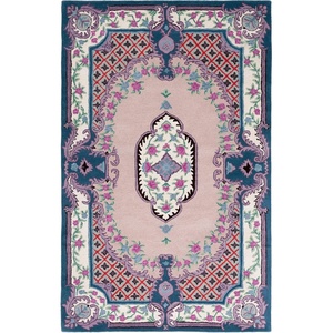 image:imageSAFAVIEH Area Rug 8x10  Bellagio Collection  Large  Blue amp Pink Handmade Wool Medallion Design Ideal for Living Room Bedroom Office Dining Space BLG535MPinkIvory