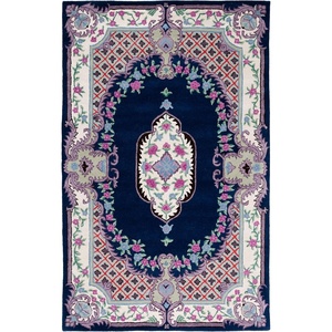image:imageSAFAVIEH Area Rug 8x10  Bellagio Collection  Large  Blue amp Pink Handmade Wool Medallion Design Ideal for Living Room Bedroom Office Dining Space BLG535MNavyIvory
