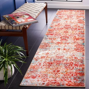 image:imageSAFAVIEH Bahia Collection Area Rug  55 x 77 Light Blue amp Red Boho Overdyed Design NonShedding amp Easy Care Machine Washable Ideal for High Traffic Areas in Living Room Bedroom BAH164JLight BlueRed