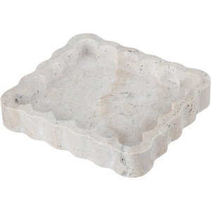 image:imageSAFAVIEH Home Collection  Cova Scalloped Catchall Greige Marble Decorative Tray Modern Accent Bowl RDC4053AGreige