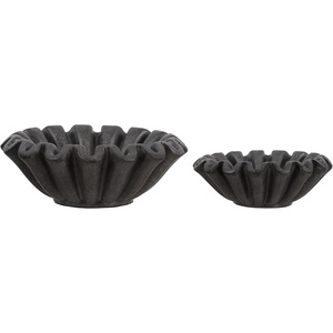 image:imageSAFAVIEH Home Collection  Soho Ruffle Bowl Set of 2 Charcoal Resin with Marble Finish Decorative Accent RDC4052BSET2Charcoal