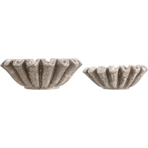 image:imageSAFAVIEH Home Collection  Soho Ruffle Bowl Set of 2 Charcoal Resin with Marble Finish Decorative Accent RDC4052BSET2Greige