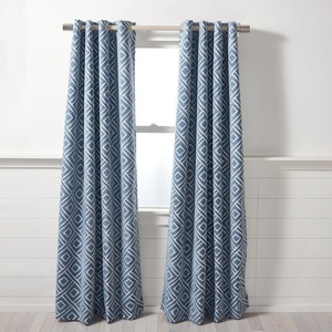 image:imageSAFAVIEH Home Collection Cecille Blue 52 x 96inch Single Panel Window Treatment Grommet Top Curtain