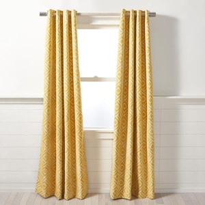 image:imageSAFAVIEH Home Collection Cecille Yellow 52 x 96inch Single Panel Window Treatment Grommet Top Curtain
