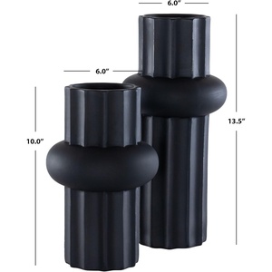 image:imageSAFAVIEH Home Collection Croix Antique Black Ceramic Decorative Vase Set of 2