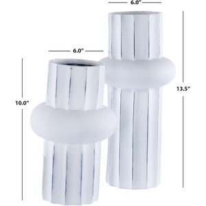 image:imageSAFAVIEH Home Collection Croix Antique White Ceramic Decorative Vase Set of 2