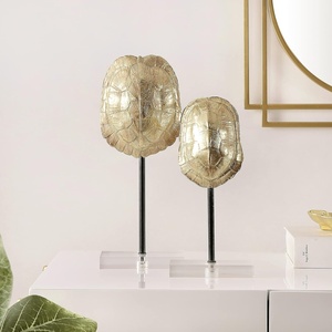 image:imageSAFAVIEH Home Collection Eris Gold Faux Turtle Shell Table Decor Set of 2 RDC1206ASET2