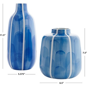 image:imageSAFAVIEH Home Collection Saori BlueWhite Ceramic Decorative Vase Set of 2