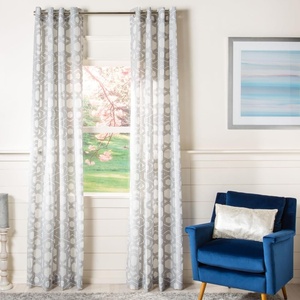 image:imageSAFAVIEH Home Curtain Brenna Grey SemiSheer 52 x 84 Grommet Window Drape PanelGrey