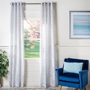 image:imageSAFAVIEH Home Curtain Mila Grey SemiSheer 52 x 84 Grommet Window Drape PanelGrey