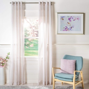 image:imageSAFAVIEH Home Curtain Moony Blue Sheer 52 x 84 Grommet Window Drape PanelGrey