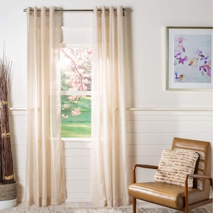 image:imageSAFAVIEH Home Curtain Moony Blue Sheer 52 x 84 Grommet Window Drape PanelSand