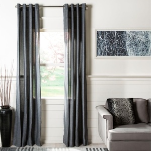 image:imageSAFAVIEH Home Curtain Nala Slate and Grey SemiSheer 52 x 84 Grommet Window Drape PanelSlate  Grey