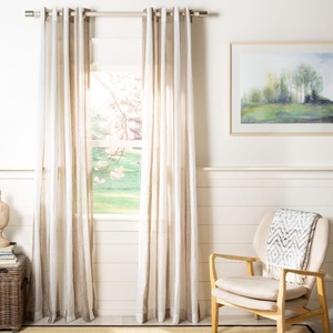 image:imageSAFAVIEH Home Curtain Tallie Beige Sheer 52 x 84 Grommet Window Drape PanelBeige