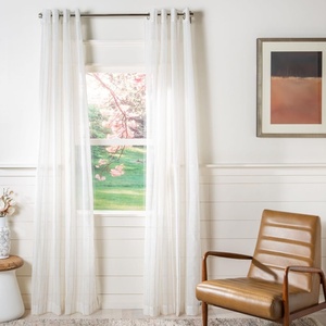 image:imageSAFAVIEH Home Curtain Zana Beige Sheer 52 x 84 Grommet Window Drape PanelBeige