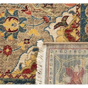 image:imageSAFAVIEH Kashan Collection Runner Rug  26 x 22 Ivory amp Taupe NonShedding amp Easy to Clean Ideal for Hallway Foyer Entryway KSN307ATaupeBlue