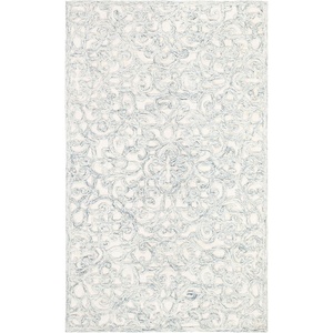 image:imageSAFAVIEH Trace Collection Area Rug  5 x 8 Ivory amp Green Handmade Scroll Wool Ideal for High Traffic Areas in Living Room Bedroom TRC103YCharcoalIvory