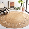image:imageSAFAVIEH Area Rug 4 Round  Natural Fiber Collection  Navy Handmade Jute Boho Farmhouse Braided Design NF364NNatural
