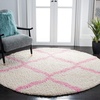 image:imageSAFAVIEH Area Rug 8x10  Dallas Shag Collection  Large  Beige amp Ivory Trellis Pattern NonShedding amp Easy Cleaning Plush Thick Pile Ideal for Living Room Bedroom Dining Space SGD257DIvoryLight Pink