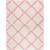 image:imageSAFAVIEH Area Rug 8x10  Dallas Shag Collection  Large  Beige amp Ivory Trellis Pattern NonShedding amp Easy Cleaning Plush Thick Pile Ideal for Living Room Bedroom Dining Space SGD257DIvoryLight Pink