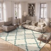 image:imageSAFAVIEH Area Rug 8x10  Dallas Shag Collection  Large  Beige amp Ivory Trellis Pattern NonShedding amp Easy Cleaning Plush Thick Pile Ideal for Living Room Bedroom Dining Space SGD257DIvoryLight Blue