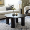 image:imageSAFAVIEH Furniture  Canino Round Coffee Table  Walnut  Modern Living Room Table with Sculptural Legs for Living Room Family Room 394 W x 394 D x 17 H COF2306ABlack