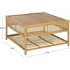 image:imageSAFAVIEH Furniture  Webber Square Coffee Table  Natural Solid Wood with Rattan Shelf Storage  Boho Living Room Table 315 W x 315 D x 177 H COF6519ANatural