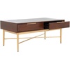 image:imageSAFAVIEH Home Collection Pierre BlackGold 2Drawer Rectangle Coffee Table Ideal for Living Room Office amp BedroomWalnutGold