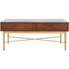 image:imageSAFAVIEH Home Collection Pierre BlackGold 2Drawer Rectangle Coffee Table Ideal for Living Room Office amp BedroomWalnutGold