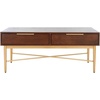 image:imageSAFAVIEH Home Collection Pierre BlackGold 2Drawer Rectangle Coffee Table Ideal for Living Room Office amp BedroomWalnutGold