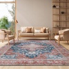 image:imageSAFAVIEH Washable Rug Tucson Collection  5 x 8 Aqua amp Light Blue Slip Resistant amp Easy to Clean Ideal for Living Room Bedroom Dining Space TSN105JNavyRust