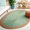 image:imageSAFAVIEH Area Rug 9 Round  Natural Fiber Collection  Natural Brown Handmade Jute Braided Border Design NF801NTealNatural