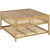 image:imageSAFAVIEH Furniture  Webber Square Coffee Table  Natural Solid Wood with Rattan Shelf Storage  Boho Living Room Table 315 W x 315 D x 177 H COF6519ANatural