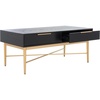 image:imageSAFAVIEH Home Collection Pierre BlackGold 2Drawer Rectangle Coffee Table Ideal for Living Room Office amp BedroomBlackGold