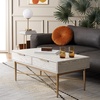 image:imageSAFAVIEH Home Collection Pierre BlackGold 2Drawer Rectangle Coffee Table Ideal for Living Room Office amp BedroomWhite WashedGold