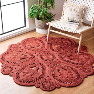 image:imageSAFAVIEH Area Rug 5 Round  Natural Fiber Collection  Natural Brown Handmade Jute Decorative Boho Floral Design NF360ARust
