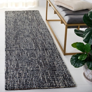 image:imageSAFAVIEH Area Rug 8x10  Abstract Collection  Large  Grey amp Ivory Handmade Wool Ideal for Living Room Bedroom Office Dining Space ABT468JBlackGrey