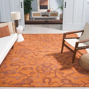 image:imageSAFAVIEH Area Rug 8x10  Anatolia Collection  Large  Rust Handmade Floral Scroll Design Ideal for Living Room Bedroom Office Dining Space AN401P