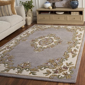 image:imageSAFAVIEH Area Rug 8x10  Aubusson Collection  Large  Olive amp Ivory Handmade Wool Ideal for Living Room Bedroom Dining Space AUB301XGreyIvory