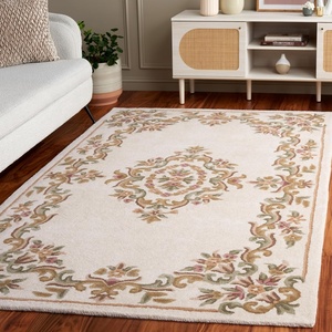 image:imageSAFAVIEH Area Rug 8x10  Aubusson Collection  Large  Olive amp Ivory Handmade Wool Ideal for Living Room Bedroom Dining Space AUB301XIvoryGreen
