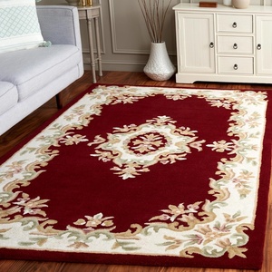 image:imageSAFAVIEH Area Rug 8x10  Aubusson Collection  Large  Olive amp Ivory Handmade Wool Ideal for Living Room Bedroom Dining Space AUB301XRedIvory