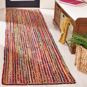 image:imageSAFAVIEH Area Rug 8x10  Braided Collection  Large  Natural amp Multi Handmade Cotton Ideal for Living Room Bedroom Office Dining Space BRD262BNaturalMulti