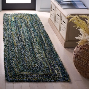 image:imageSAFAVIEH Area Rug 8x10  Braided Collection  Large  Orange amp Rust Handmade Cotton Reversible Ideal for Living Room Bedroom Dining Space BRD210ADark GreenBlue