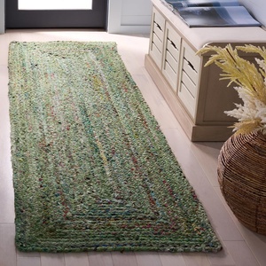 image:imageSAFAVIEH Area Rug 8x10  Braided Collection  Large  Orange amp Rust Handmade Cotton Reversible Ideal for Living Room Bedroom Dining Space BRD210ALight GreenSage