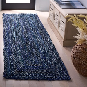 image:imageSAFAVIEH Area Rug 8x10  Braided Collection  Large  Orange amp Rust Handmade Cotton Reversible Ideal for Living Room Bedroom Dining Space BRD210ANavyBlue