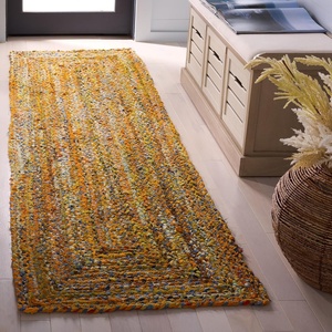 image:imageSAFAVIEH Area Rug 8x10  Braided Collection  Large  Orange amp Rust Handmade Cotton Reversible Ideal for Living Room Bedroom Dining Space BRD210AYellowBrown