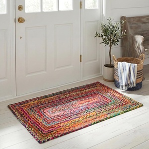 image:imageSAFAVIEH Area Rug 8x10  Cape Cod Collection  Large  Beige amp Multi Handmade Jute amp Cotton Woven Braided Design CAP202BRedMulti
